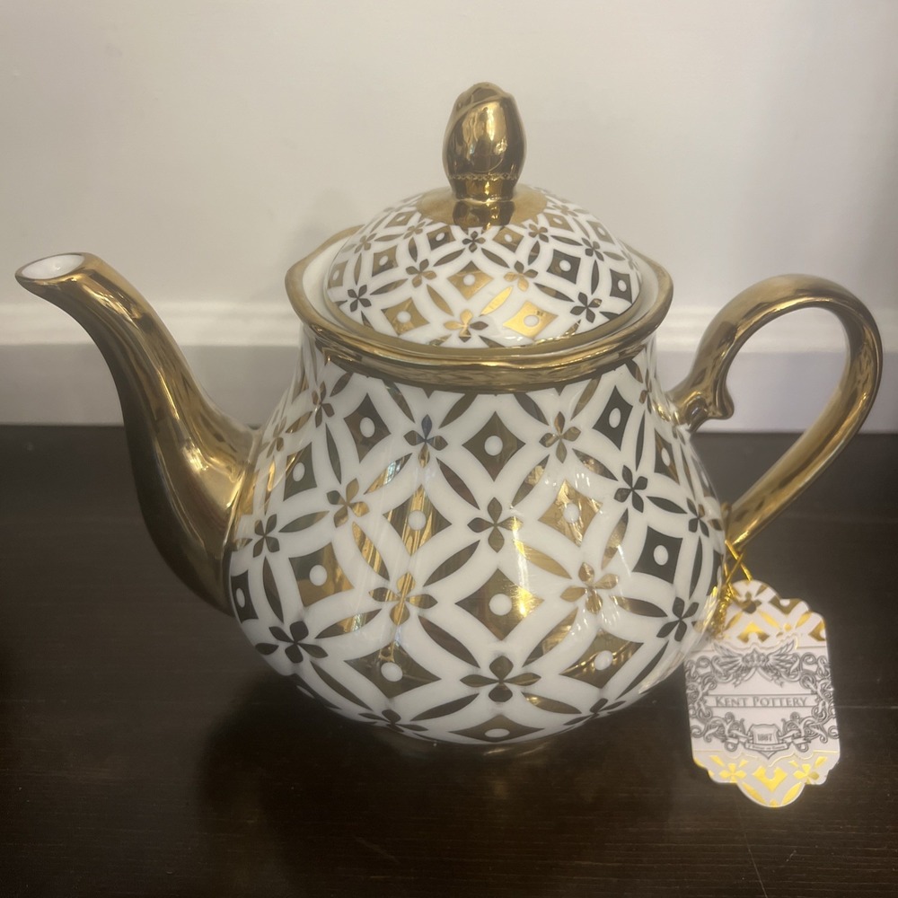 NEW Kent Pottery Beautiful Gold  Ceramic Teapot